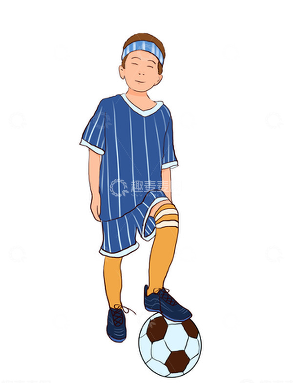 源文件下载【趣麦麦图】蓝色衣足球和小男孩