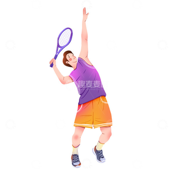 源文件下载【趣麦麦图】亚运会打网球男子