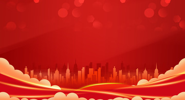 红色中国风大气光效电商宣传背景