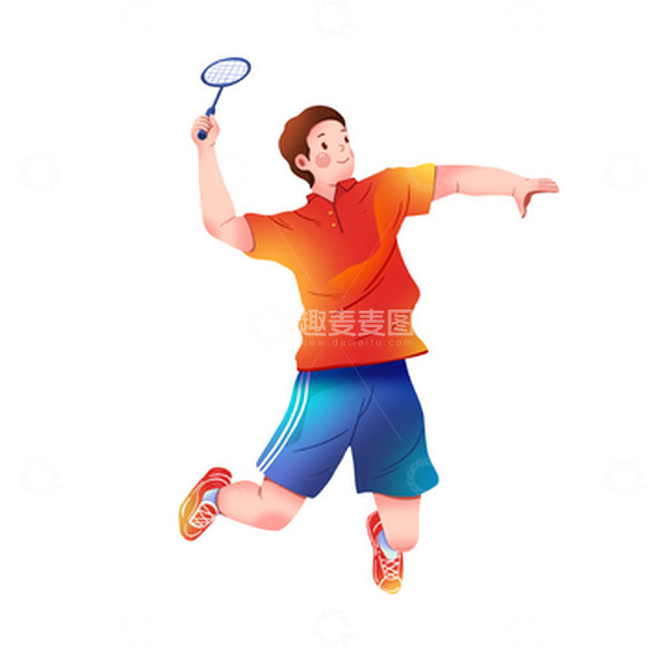 源文件下载【趣麦麦图】-亚运会打羽毛球男子