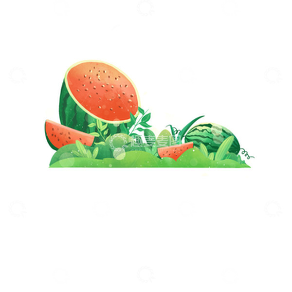 源文件下载【趣麦麦图】立夏夏天大暑西瓜草丛装饰户外避暑边框装饰