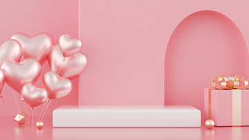 520立体C4D展台粉色海报背景