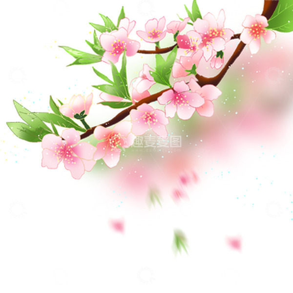 源文件下载【趣麦麦图】立夏手绘春天夏天桃花海报节气装饰元素