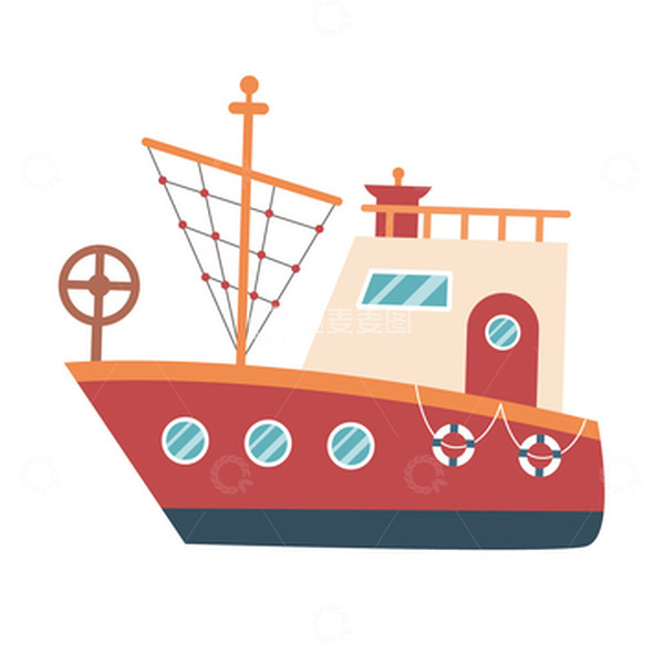 源文件下载【趣麦麦图】卡通简约轮船元素