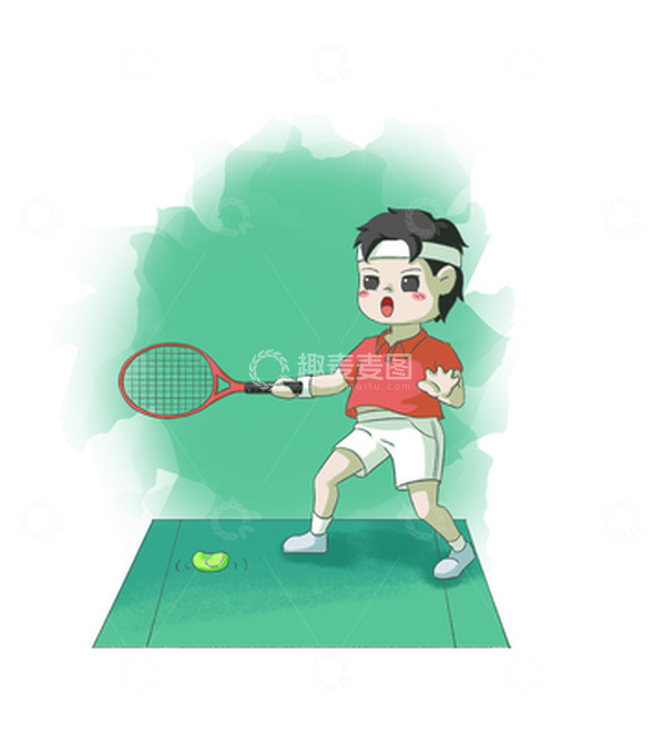 源文件下载【趣麦麦图】亚运会手绘网球小场景插画元素