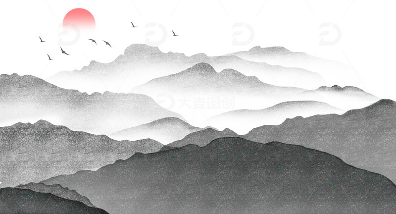 源文件下载【趣麦麦图】水墨山水背景