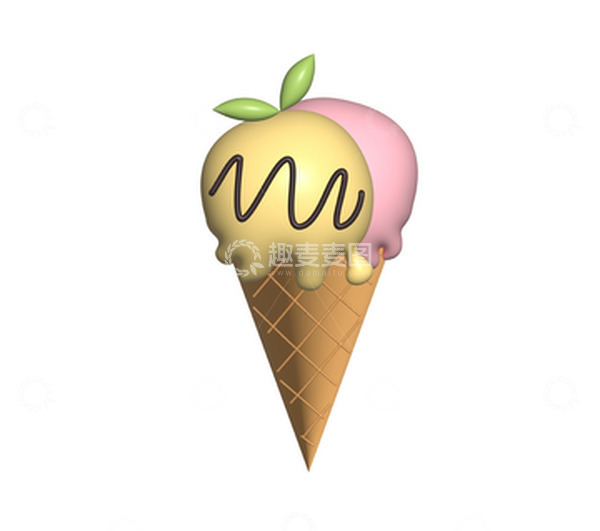 源文件下载【趣麦麦图】3D冰激淋夏天