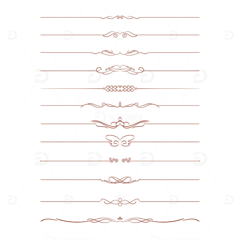 源文件下载【趣麦麦图】简约花纹线条分割线