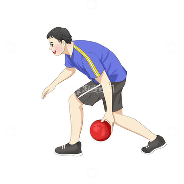 源文件下载【趣麦麦图】亚运会运动员打保龄球的男生