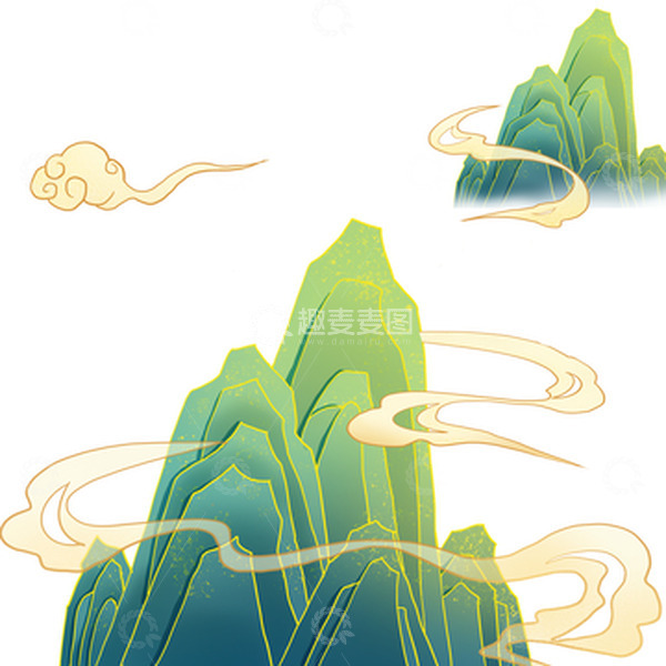源文件下载【趣麦麦图】国潮山祥云云雾
