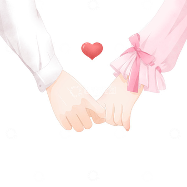源文件下载【趣麦麦图】手绘浪漫温馨情侣牵手