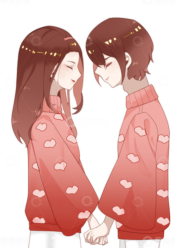 源文件下载【趣麦麦图】520情侣恋爱牵手