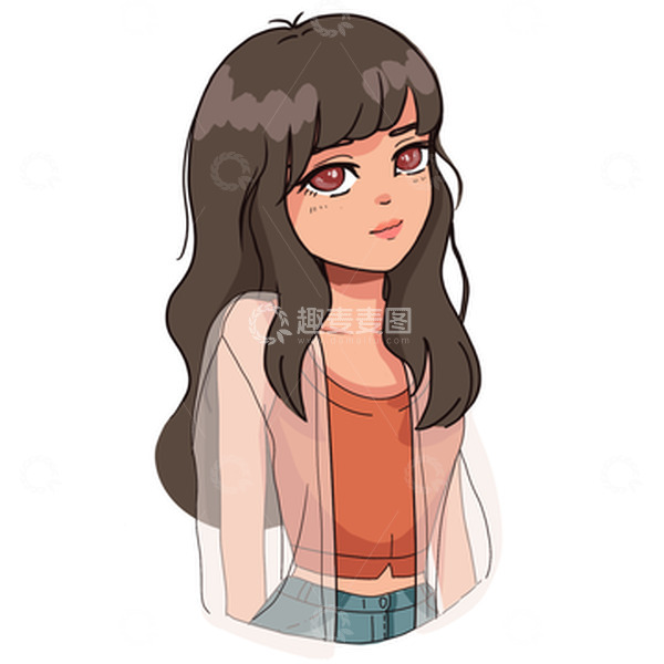源文件下载【趣麦麦图】盐系女孩漫画风撞色穿搭人物头像插画