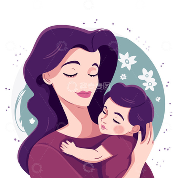 源文件下载【趣麦麦图】妈妈抱着小宝宝