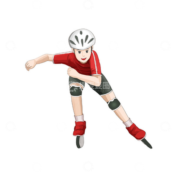 源文件下载【趣麦麦图】手绘亚运会轮滑运动员