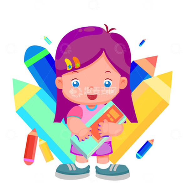 源文件下载【趣麦麦图】校园学习铅笔 书本女孩可爱 手绘
