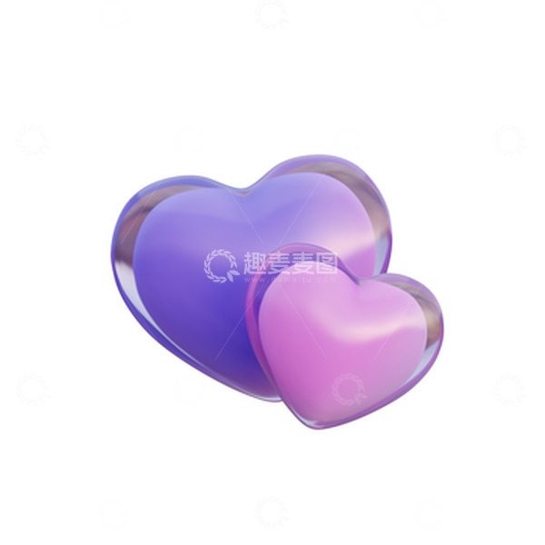 源文件下载【趣麦麦图】3D立体浪漫玻璃质感520爱心水晶