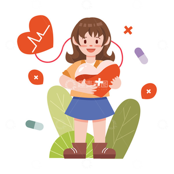 源文件下载【趣麦麦图】无偿献血日卡通人物
