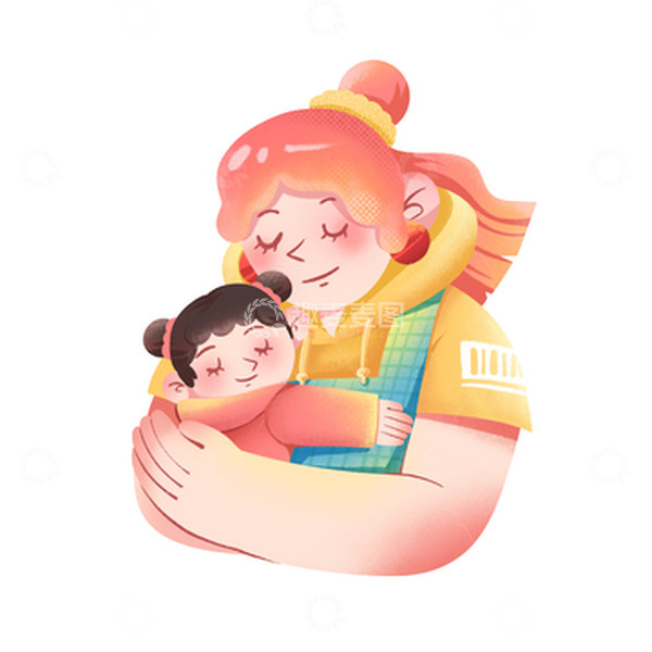 源文件下载【趣麦麦图】母亲节妈妈拥抱扁平卡通人物元素