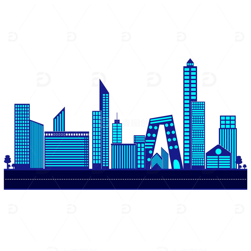 源文件下载【趣麦麦图】科技感建筑城市