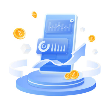 蓝色科技手机移动端金融装饰插画