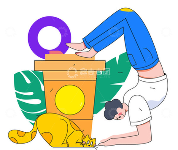 源文件下载【趣麦麦图】AI插画瑜伽