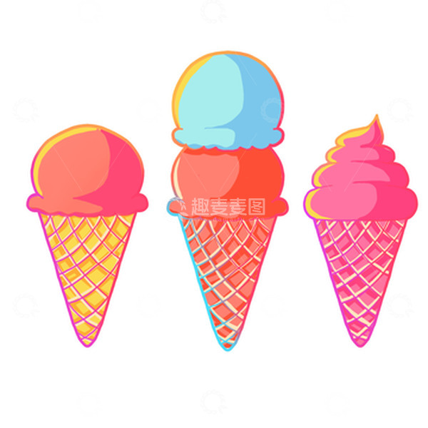 源文件下载【趣麦麦图】-炫彩夏天冰淇淋
