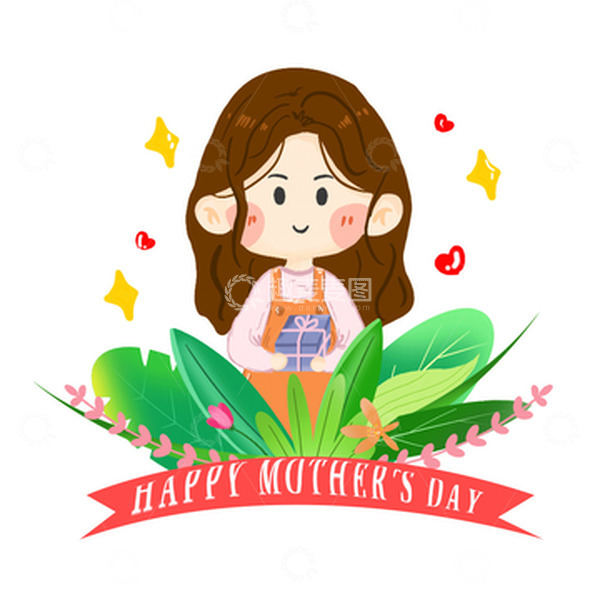 源文件下载【趣麦麦图】母亲节卡通手绘女生插画元素