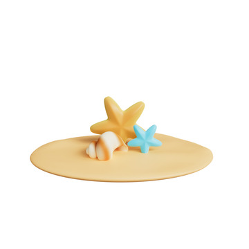 3D立体沙滩海星和海螺