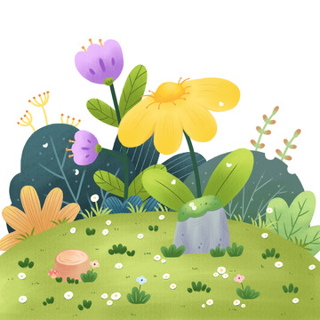 温暖的春天花朵灿烂儿插小场景