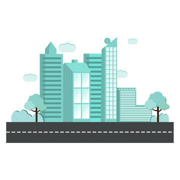 手绘城市建筑大夏