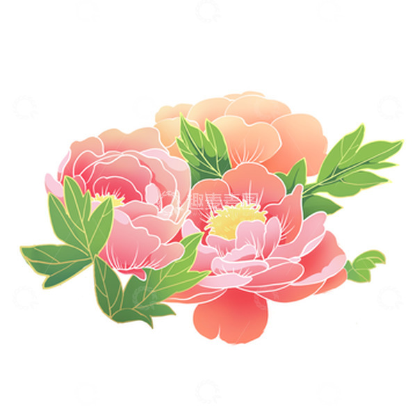 源文件下载【趣麦麦图】-手绘牡丹花装饰