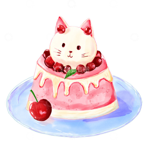 源文件下载【趣麦麦图】冰淇淋蛋糕 卡通蛋糕 樱桃蛋糕 水彩蛋糕