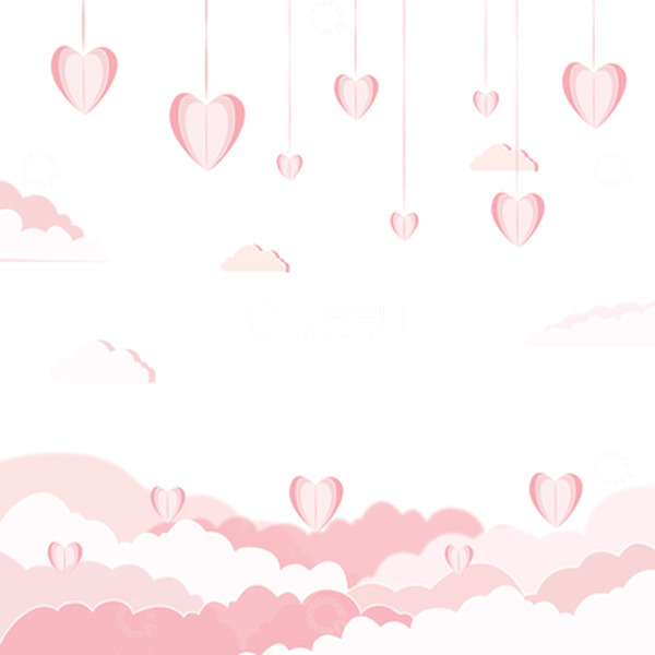 源文件下载【趣麦麦图】520情侣浪漫粉色爱心梦幻云朵约会场景