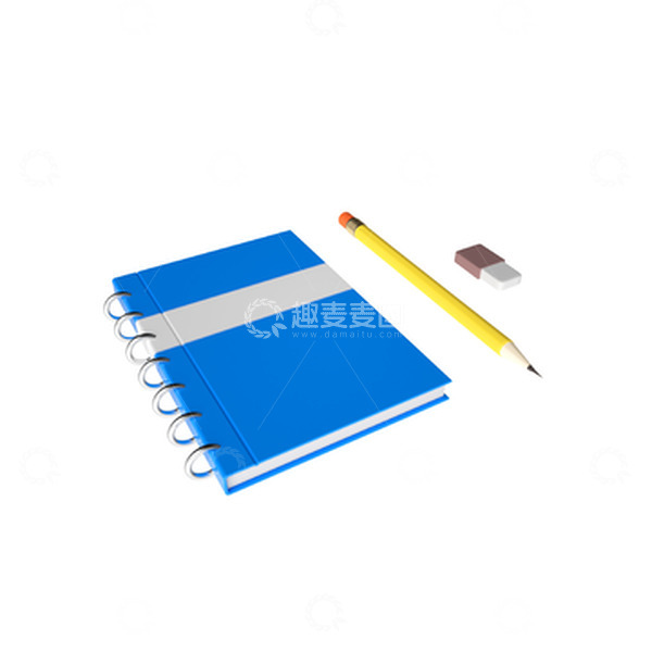源文件下载【趣麦麦图】文具组合书本笔橡皮