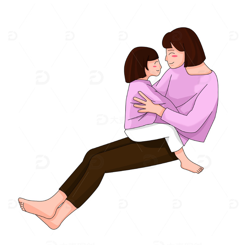 母亲节抱孩子的妈妈卡通手绘图