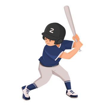 亚运会棒球项目击球手卡通运动形象