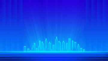 蓝色科技智慧城市光效海报