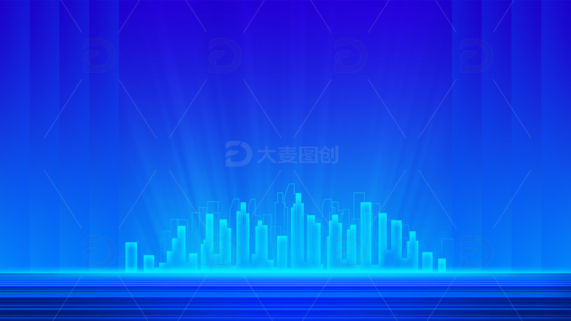 源文件下载【趣麦麦图】蓝色科技智慧城市光效海报