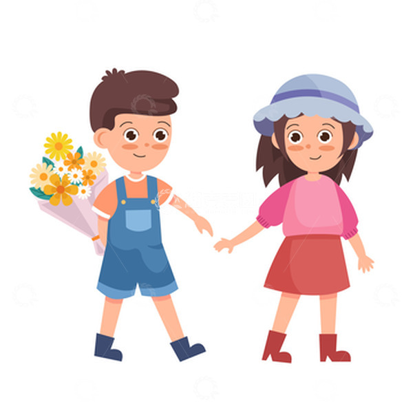 源文件下载【趣麦麦图】小清新牵手逛街的情侣