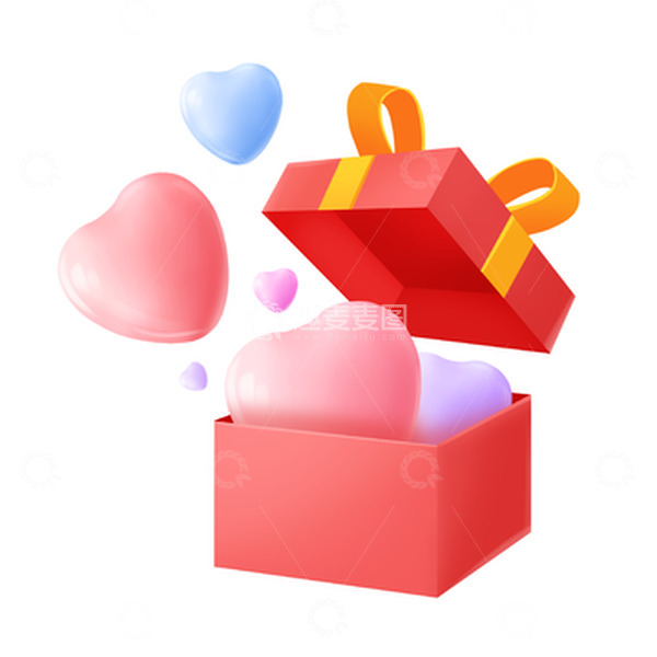 源文件下载【趣麦麦图】红色礼盒爱心520礼物