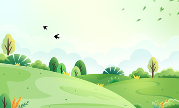 绿色卡通春天踏青春游海报宣传展板