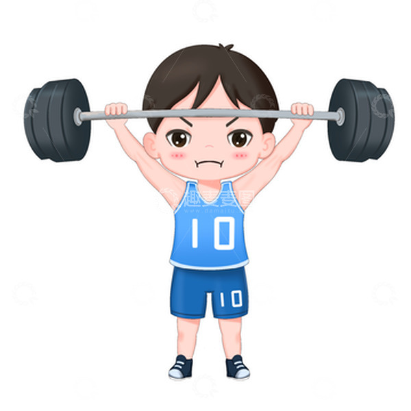 源文件下载【趣麦麦图】-亚运赛场男孩举重免抠元素