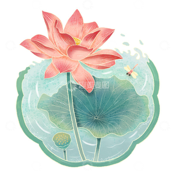 源文件下载【趣麦麦图】立夏水彩画荷花
