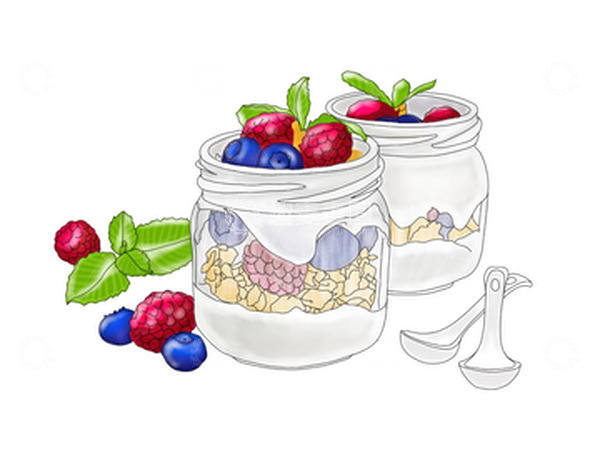 源文件下载【趣麦麦图】食物甜点酸奶水果勺子