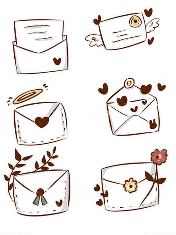 源文件下载【趣麦麦图】情人节告白信封插画组合