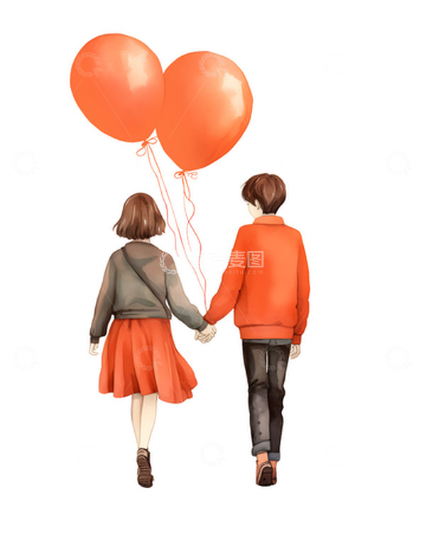 源文件下载【趣麦麦图】情侣牵手约会场景