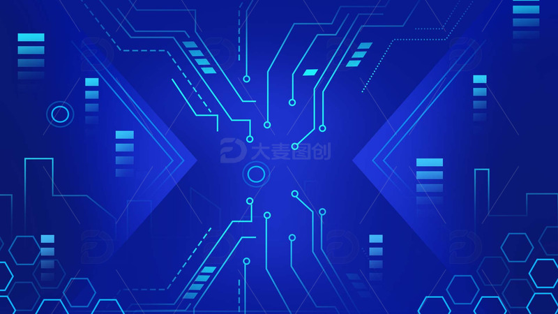 源文件下载【趣麦麦图】蓝色科技渐变背景信息化元素背景