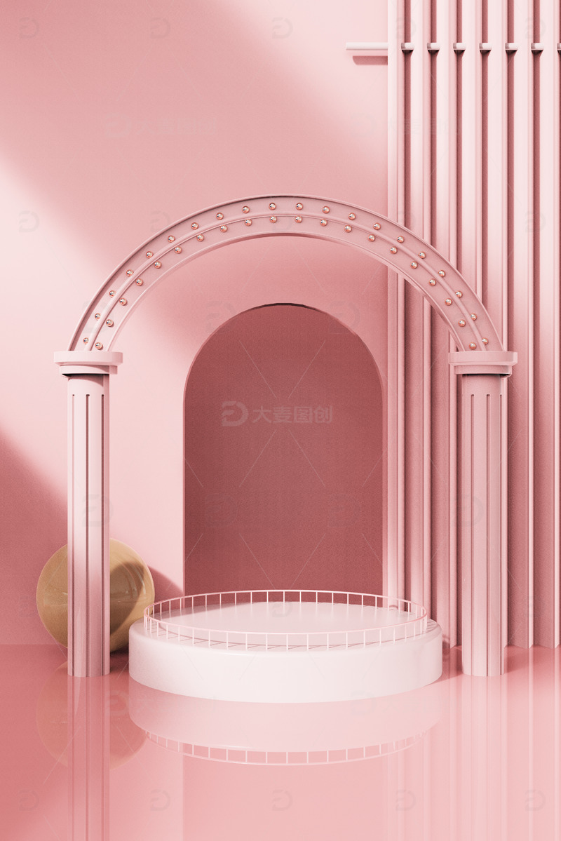 粉色c4d电商3D立体展台背景
