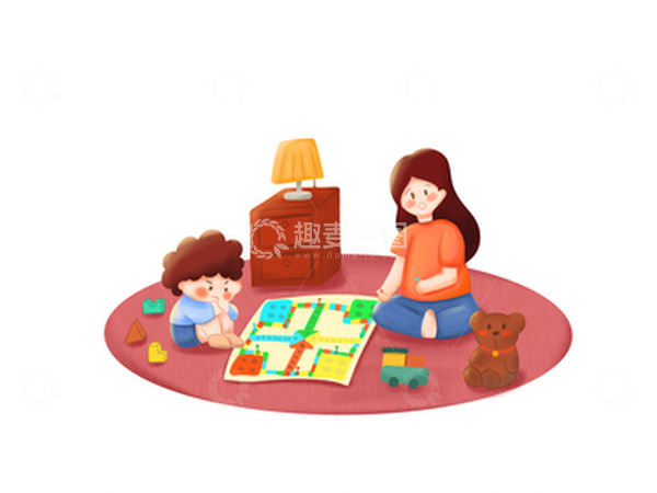 源文件下载【趣麦麦图】-母亲节亲子互动小插画